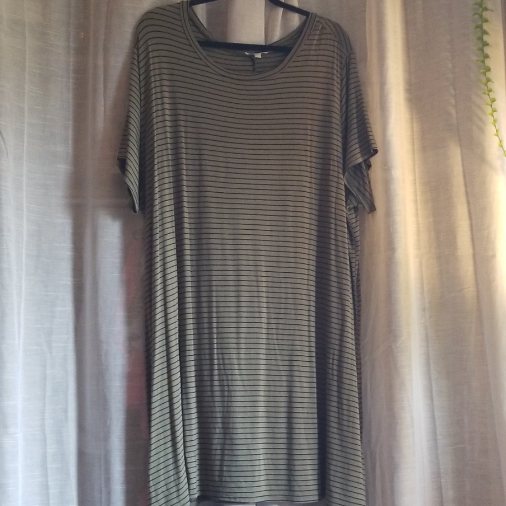 Lovesick Green and Black Striped T-shirt Dress
